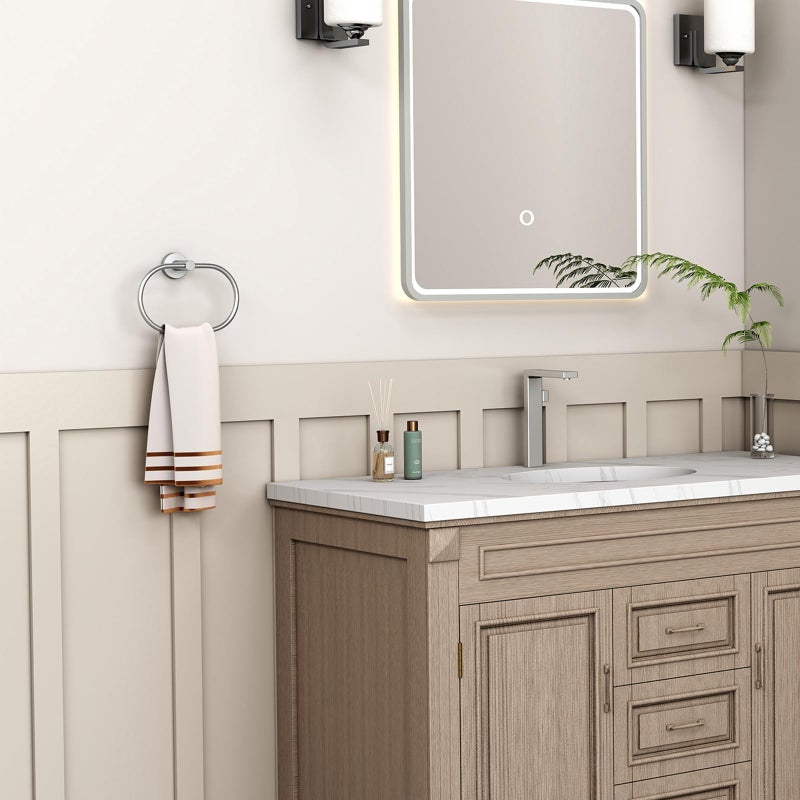 Angle Simple Towel Ring Swivel, SUS 304 Stainless Steel Bathroom Hand Towel Holder, Brushed Nickel - Image 2